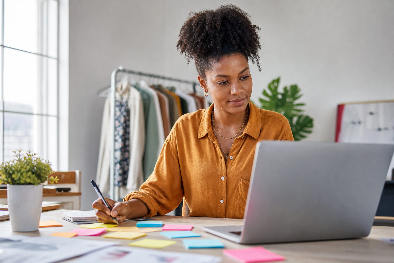 Entrepreneur planning a business task