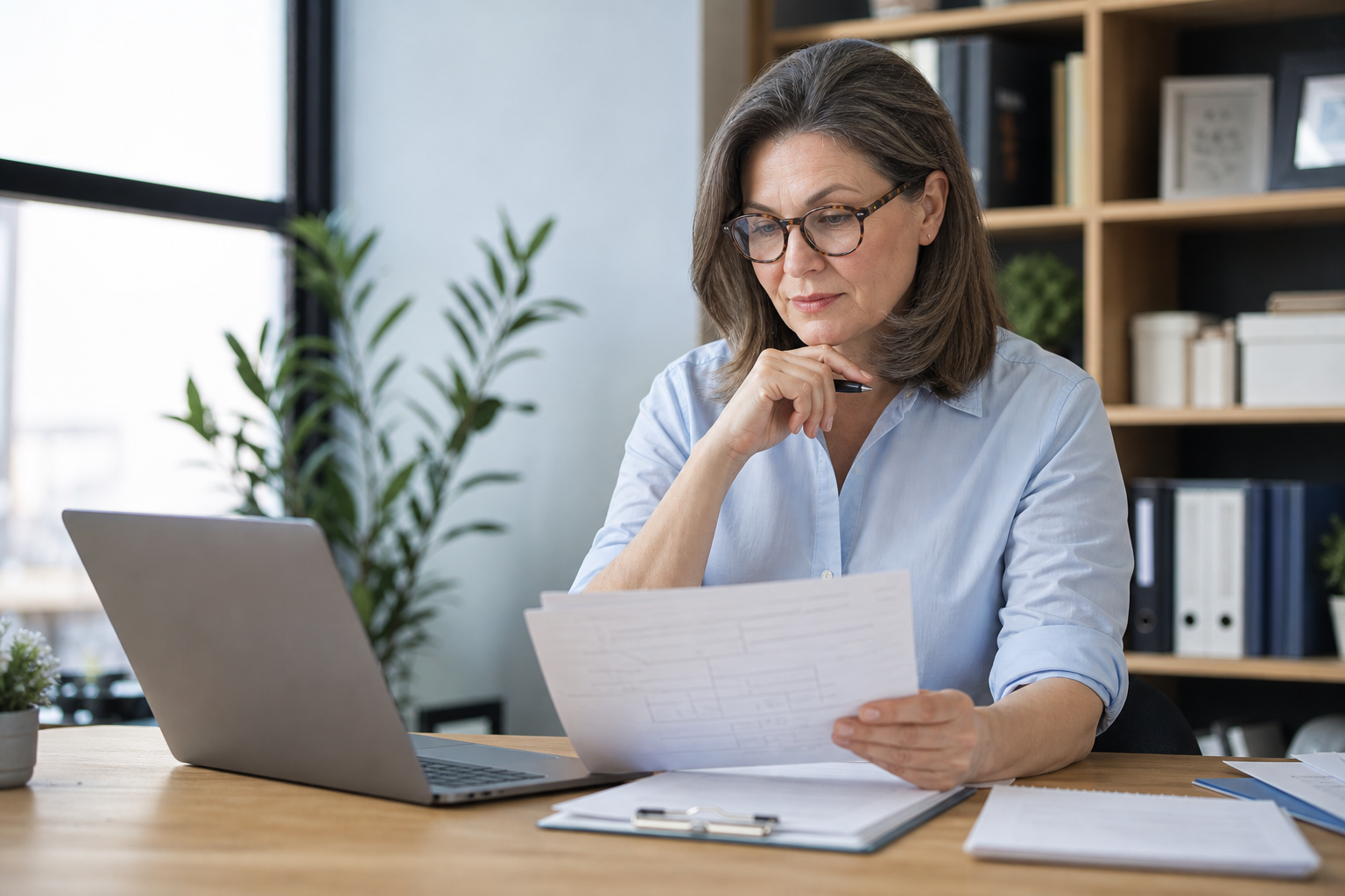 Business owner reviewing a customer-facing asset
